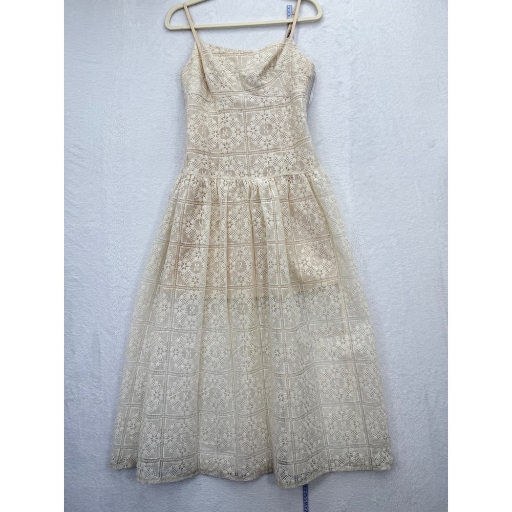 Avec Les Filles Lace Midi Dress Womens 6 NEW Natural Cream MSRP $159 - Picture 4 of 9